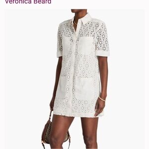 Veronica Beard White Eyelet Mini Dress. NWT
